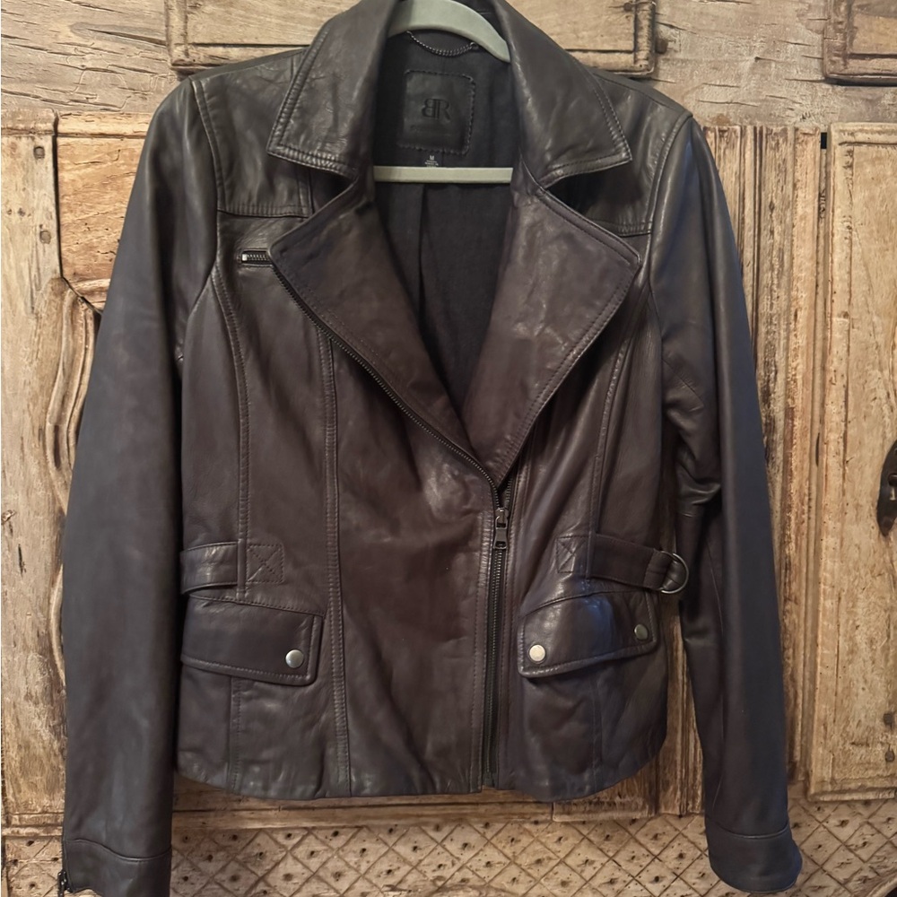 Banana Republic Charcoal Leather Jacket
